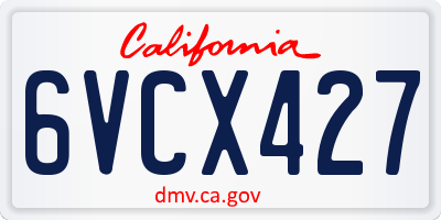 CA license plate 6VCX427