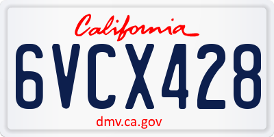 CA license plate 6VCX428