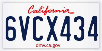 CA license plate 6VCX434