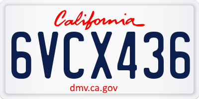 CA license plate 6VCX436