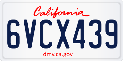 CA license plate 6VCX439