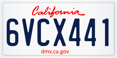 CA license plate 6VCX441