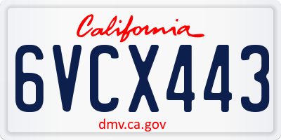 CA license plate 6VCX443