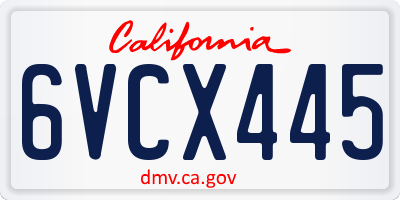 CA license plate 6VCX445