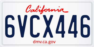 CA license plate 6VCX446