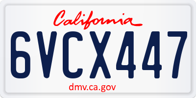 CA license plate 6VCX447