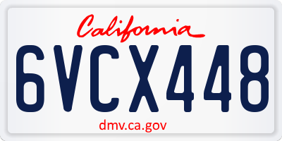 CA license plate 6VCX448