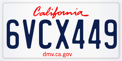 CA license plate 6VCX449