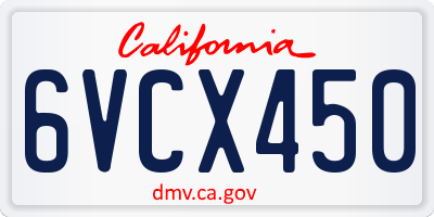 CA license plate 6VCX450