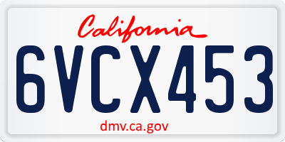 CA license plate 6VCX453