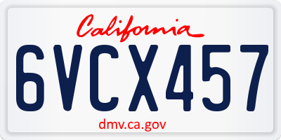 CA license plate 6VCX457
