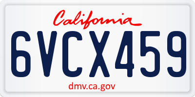 CA license plate 6VCX459