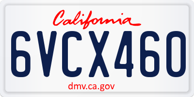 CA license plate 6VCX460