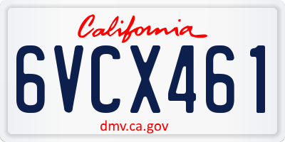CA license plate 6VCX461