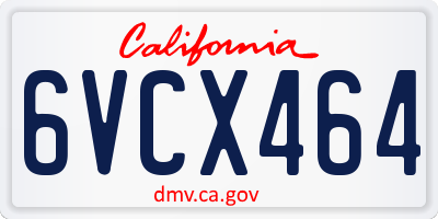 CA license plate 6VCX464