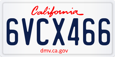 CA license plate 6VCX466