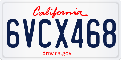 CA license plate 6VCX468