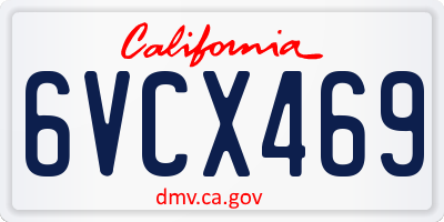 CA license plate 6VCX469
