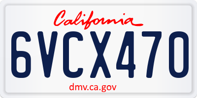CA license plate 6VCX470