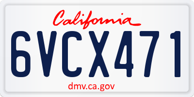 CA license plate 6VCX471