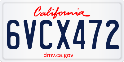 CA license plate 6VCX472