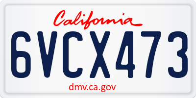 CA license plate 6VCX473