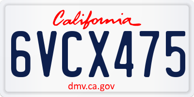 CA license plate 6VCX475