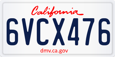 CA license plate 6VCX476