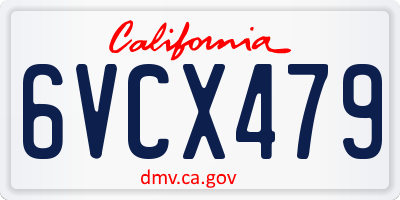 CA license plate 6VCX479