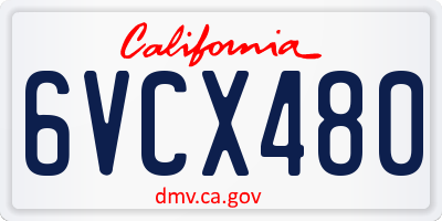 CA license plate 6VCX480