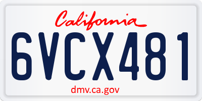 CA license plate 6VCX481
