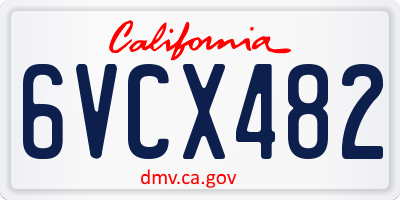 CA license plate 6VCX482