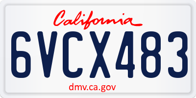 CA license plate 6VCX483
