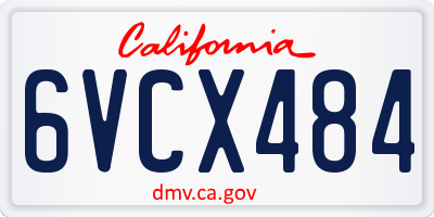 CA license plate 6VCX484
