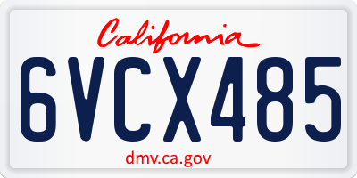 CA license plate 6VCX485