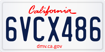 CA license plate 6VCX486