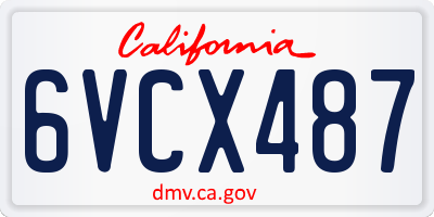 CA license plate 6VCX487