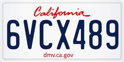 CA license plate 6VCX489