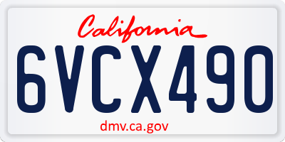 CA license plate 6VCX490
