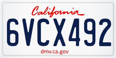 CA license plate 6VCX492