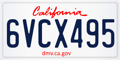 CA license plate 6VCX495