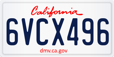 CA license plate 6VCX496