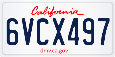 CA license plate 6VCX497