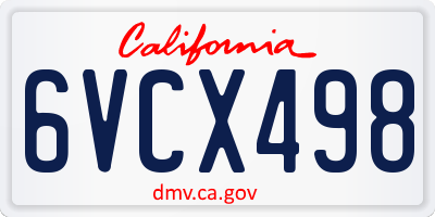 CA license plate 6VCX498