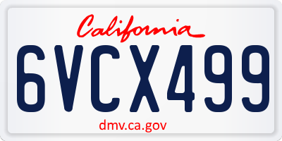 CA license plate 6VCX499