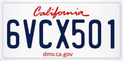 CA license plate 6VCX501