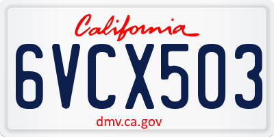 CA license plate 6VCX503
