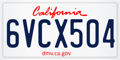 CA license plate 6VCX504