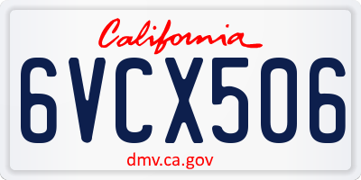 CA license plate 6VCX506