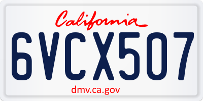 CA license plate 6VCX507